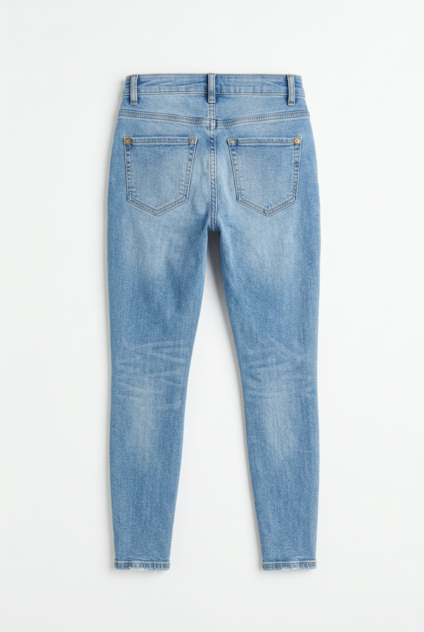 NOIA light wash high-waist skinny jeans – back view, white background