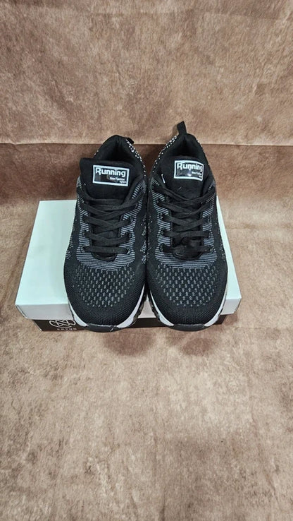 Black Mesh Lace-Up Trainers – Lightweight Running Sneakers – Size 37.5/38 (UK 4/4.5)