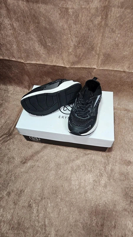 Black Mesh Lace-Up Trainers – Lightweight Running Sneakers – Size 37.5/38 (UK 4/4.5)
