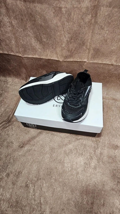 Black Mesh Lace-Up Trainers – Lightweight Running Sneakers – Size 37.5/38 (UK 4/4.5)