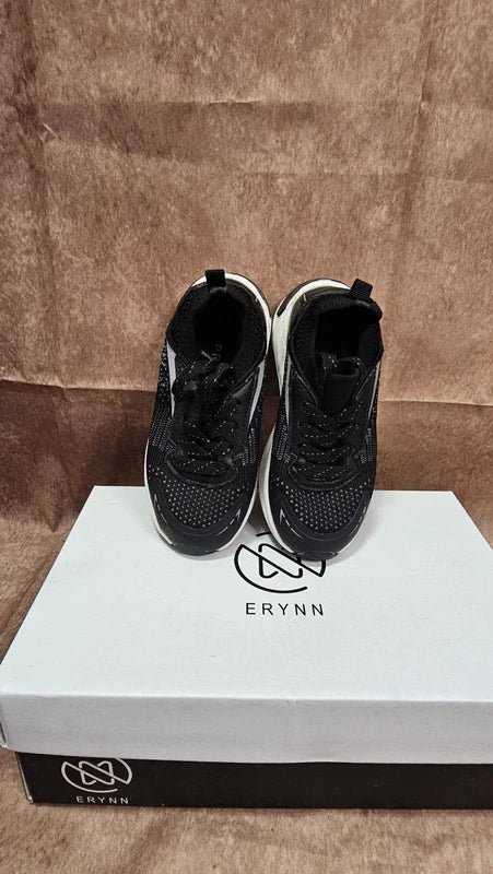 Black Mesh Lace-Up Trainers – Lightweight Running Sneakers – Size 37.5/38 (UK 4/4.5)