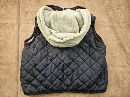 Boys Navy Quilted Gilet with Hood – Size 18-24 Months | Pre-Loved