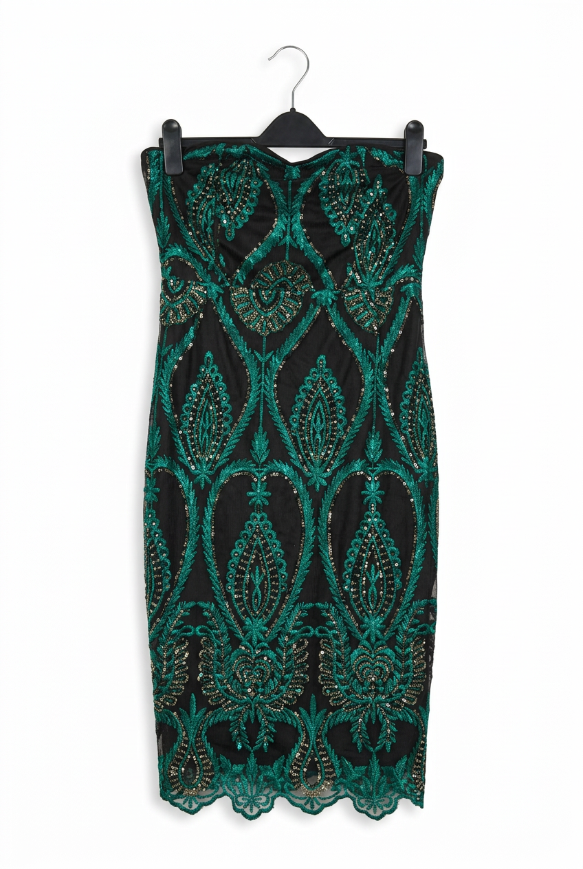 Boohoo Sequin Dress – White Studio Front