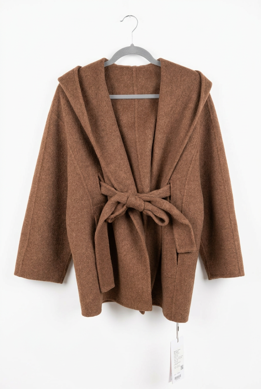 Camel Wool Jacket – White BG Front
