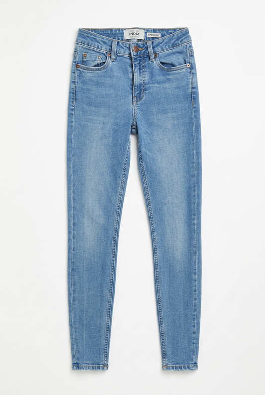 NOIA light wash high-waist skinny jeans UK 6 – front view, white background