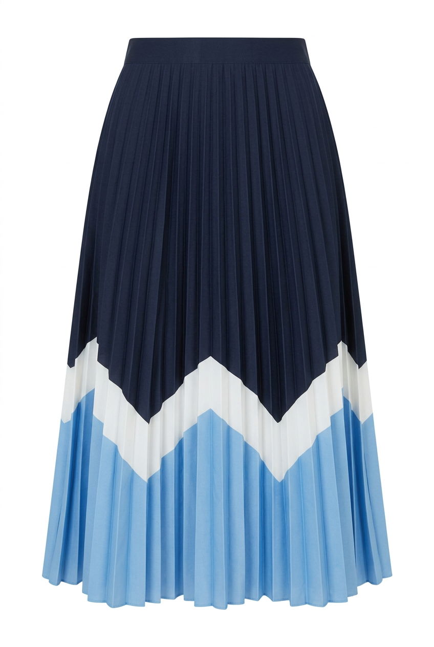 Navy Pleated Skirt – Front