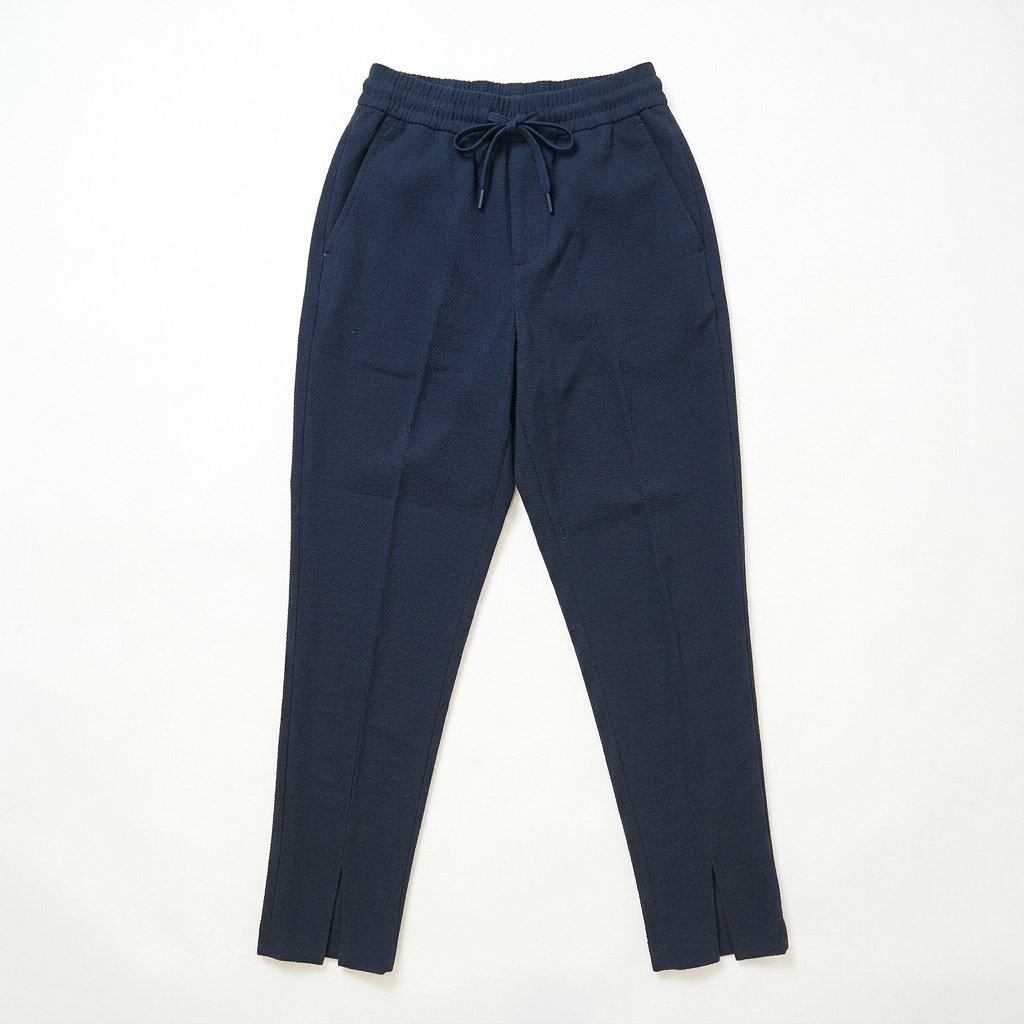 Navy Trousers – Straight Front, White BG