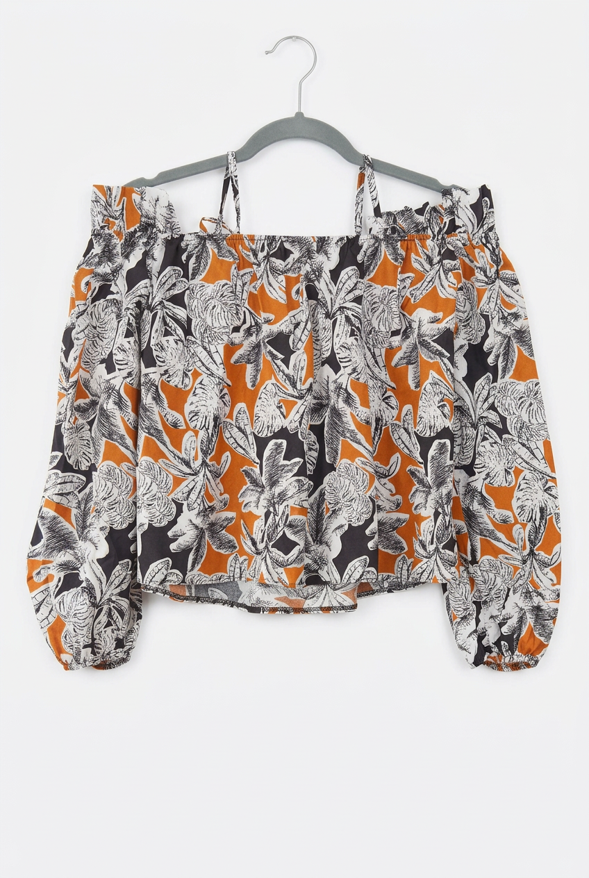 Tropical Crop Top Front – White BG