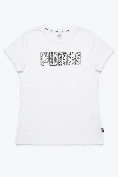 White Animal Print Tee Front – White Background